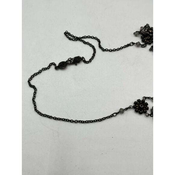 Bellagio Black Gothic Multi Tier Ornate Floral Crystal Bib Statement Necklace - Picture 11 of 11